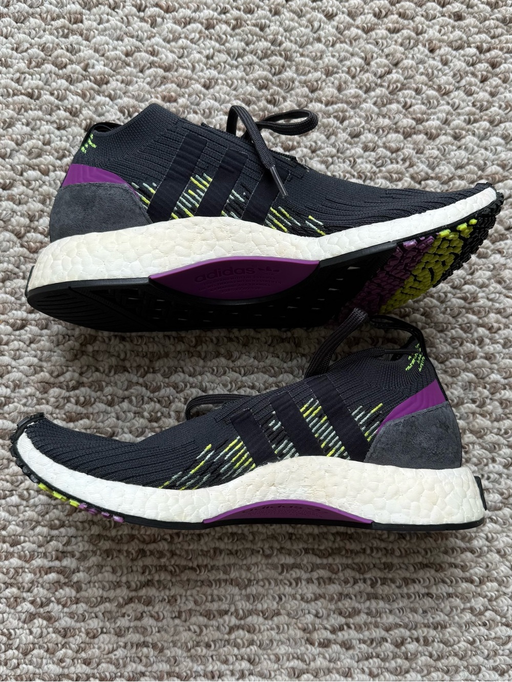 Adidas NMD Racer PK Carbon Solar Yellow Purple Sneakers